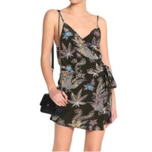 Sandro Silk Printed Wrap Romper